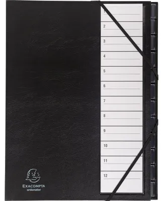Image de Exacompta Trieur rigide avec cavaliers plastiques 1 à 12 Noir 625665E