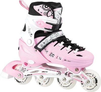 Image de Patins à roues alignées/à glace 4 en 1, roses, taille M (35-38)