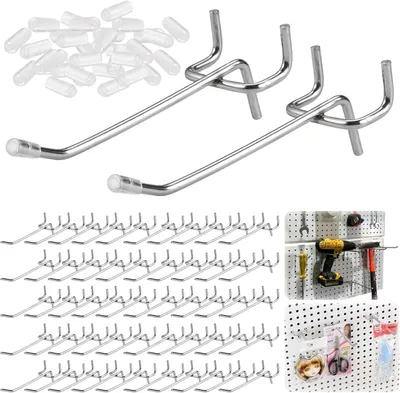 Produktbild von 50 Stück Lochwandhaken für Lochwände, Wandmontage, Holzwandpaneele, Markierungshaken für Wände, Geräteschuppen, Garagen, Jalousien, Büros, Werkstätten, Werkbänke, Ladenregale