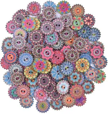 Image de Boutons artisanaux à faire soi-même : lot de 100 boutons de 20 mm, assortis, à deux trous