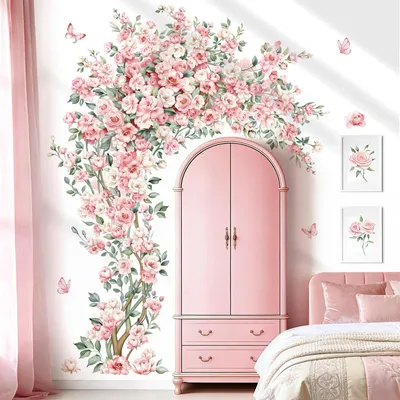 Produktbild von Große Rosa Blumen Wandsticker für Baby- und Kinderzimmer