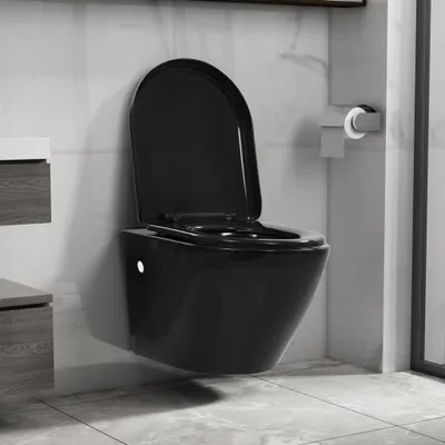 Produktbild von ZMH Wand-WC ohne Spülrand Keramik Schwarz
