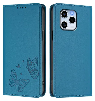 Obrázek produktu pro Kožené pouzdro pro Honor 60 SE, motýlí ražbou, peněženkové flip pouzdro se stojánkem Modrá