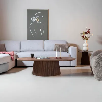 Productafbeelding van Salontafel Salvador Walnoot Ovaal 140cm - Giga Meubel
