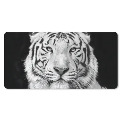 Produktbild von MuchoWow® Mauspad Mousepad Tiger - Schwarz - Weiß - Porträt - Tiere 60x30 cm - Mousepads - Maus Mat - Pad - Mausunterlage - Nachhaltig