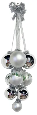 Produktbild von Krebs Glas Lauscha Glaskugel Gehänge 10-teilig - Winterwald Silber - Deko für Tür, Fenster und Wand - ca. 5-8cm - 24397