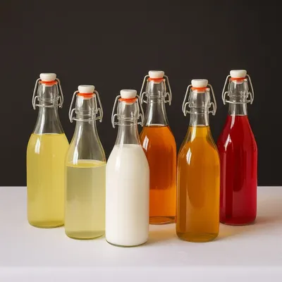 Produktbild von Glasflaschen mit Bügelverschluss, 6er-Pack - luftdichter Verschluss, Etiketten