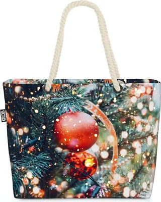 Produktbild von VOID Winter Weihnachten Schleifen Strandtasche Shopper 58x38x16cm 23L XXL Einkaufstasche Tasche Reisetasche Beach Bag