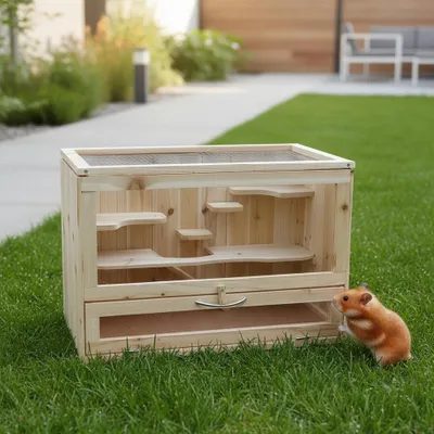 Immagine prodotto di Melko gabbia per roditori piccola casa per animali casa per topi legno diversi livelli criceto