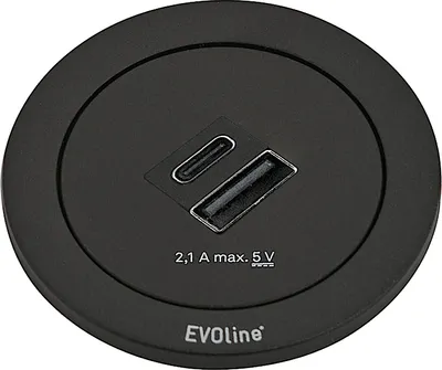 Image de EVOline ONE Double port USB A et C en NOIR / Prise USB