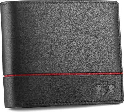 Produktbild von Zagatto Schwarz mit Rot Horizontale Herren-Geldbörse aus Leder Druckknopf ZG-N992-F5 RFID SCHUTZ Kartenschutz Sicher Münzfach Qualität Ledergeldbörse Portemonnaies