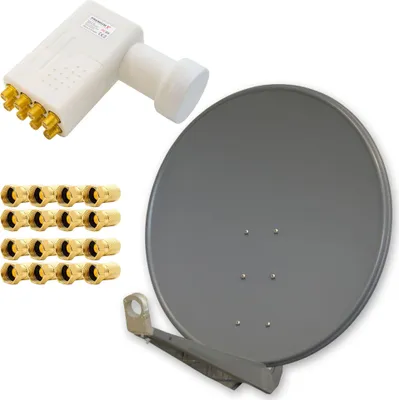 Produktbild von PremiumX DELUXE100 Alu 100cm Digital SAT Schüssel Anthrazit LNB Octo Weiß 16x F-Stecker