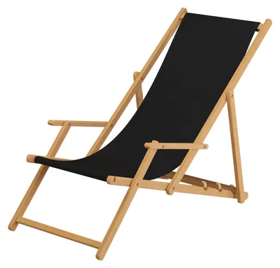 Produktbild von Holz-Liegestuhl, Strandliege mit Zubehör nach Wahl Stoff schwarz V-10-305N