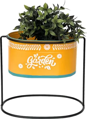Obrázek produktu pro DanDiBo Květinová stolička s květináčem Kovový stojan Oválný 30 cm Stojan na květiny 96526 L Sloupek na květiny Moderní stojan na rostliny Sazenice