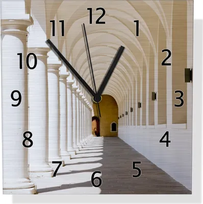 Produktbild von Wallario Design Wanduhr Gewölbegang aus Aluverbund, Größe 30 x 30 cm