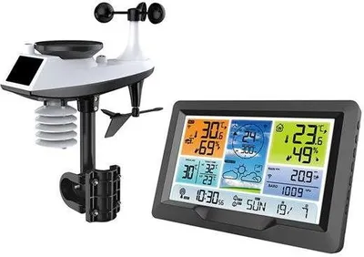 Obrázok produktu pre Solight TE90, Čierna, Anemometer (vetromer), Vnútorný barometer, Vnútorný vlhkomer, Vnútorný teplomer, Vonkajší..., Barometer, Vlhkomer, Teplomer, Barometer, Vlhkomer, Teplomer, 20 - 95%, 20 - 95%