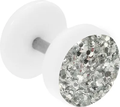 Produktbild von Fake Plug Ohrstecker weiß Glitterline Farbe - Transparent