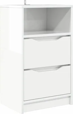 Image de Table de chevet avec tiroir Blanc brillant 40 x 30 x 467 cm