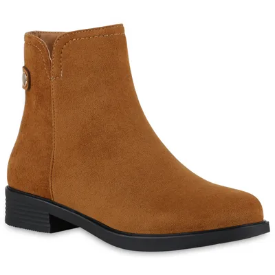 A single brown ankle boot with a black sole is shown against a white background.