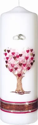 Produktbild von Hochzeitskerze Lebensbaum mit Namensverzierung und Geschenkkarton 250 x 80 mm