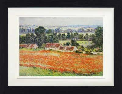 Produktbild von Claude Monet Gerahmtes Bild Mit Edlem Passepartout | Wand-Bilder | Im Bilderrahmen - Mohnblumenfeld Bei Giverny, 1885 (30 x 40 cm)