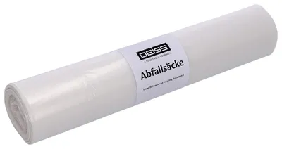 Produktbild von 10x DEISS Abfallsäcke aus Recycling-LDPE 120 l - transparent | Rolle (25 Stück)