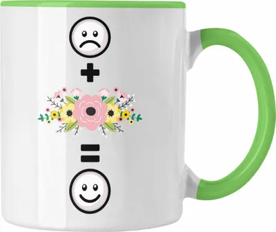 Produktbild von Trendation - Floristin Tasse Geschenk für Blumen Liebhaber Verkäuferin Lustige Geschenkidee :( + Blumen = :) Geburtstag (Grün)