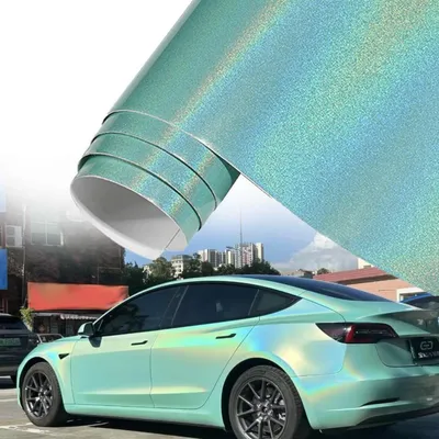 Produktbild von Autofolie Grün Glitzer Regenbogen Effekt Metallic Selbstklebend 75 x 152 cm