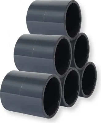 Produktbild von PVC-U Fitting Klebemuffe Ø 50 mm zum Verbinden von Rohren und Schläuchen 6er-Set