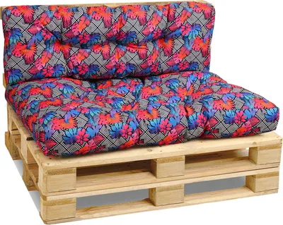 Produktbild von Gartenkissen für Palettenmöbel 40x120 cm, 80x120 cm mit exotischem Druck - aus dickem Polsterstoff, mit weicher Füllung - Set aus 2 Palettenauflagen
