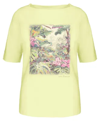 Produktbild von Damen Shirt LOTTI mit Frontprint, U-Bootausschnitt, 1/2-Arm, lockere Passform, Lemondrop, Größe 46