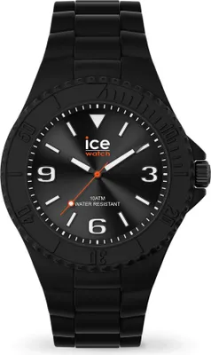 A black Ice-Watch analog watch is shown against a white background.