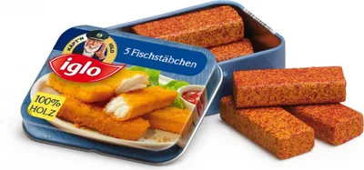 Produktbild von Erzi Fischstäbchen von Iglo in der Dose, Spielzeug-Fischstäbchen, Kaufladenzubehör