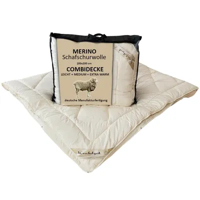 Produktbild von Merino Schafschurwolle Vierjahreszeitendecke Combi Decke Kuschelzeit in 200x200 cm