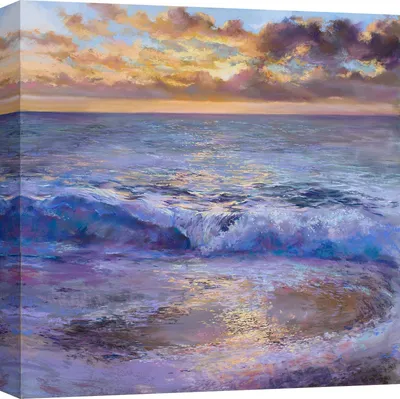 Zdjęcie produktu dla Obraz na płótnie, pejzaż morski - Nel Whatmore - Zachód słońca między falami - 70x70 cm