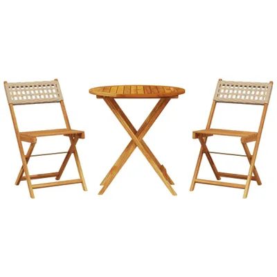 Produktbild von vidaXL 3-tlg. Bistro-Set Beige Poly Rattan und Massivholz