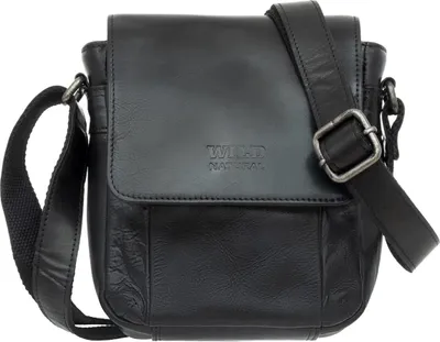 Image de Petit sac pour homme en cuir naturel sauvage noir