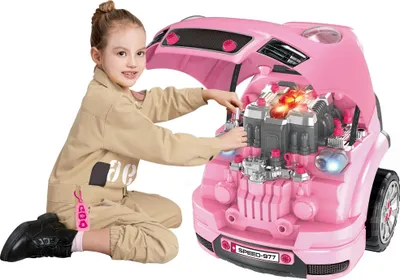 Obrázek produktu pro Hračka motor náklaďáku - hrací sada Mechanik - 61 dílků - od 3 let - 40×39×47 cm - růžová