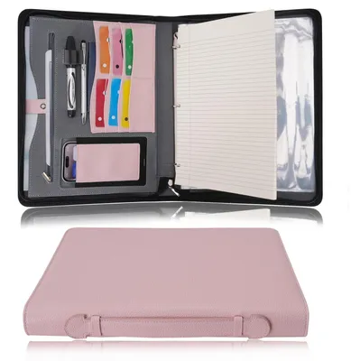 Produktbild von Dokumentenmappe A4 mit Reißverschluss, Ringbuch, Klemmbrett, Padfolio, Organizer, Rosa