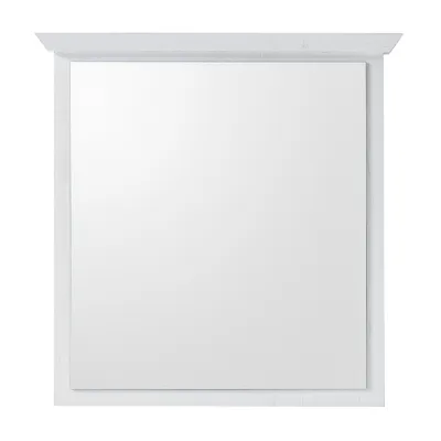 Produktbild von Garderobenspiegel WINGST-61 im Landhaus Stil Nachbildung Pinie weiß Nb. B/H/T ca. 92x99x6cm