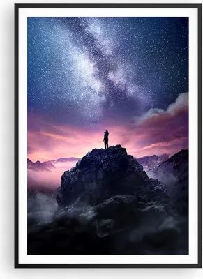 Produktbild von Gerahmtes Poster - Schwarzer Rahmen - Gipfel Wolken Nacht - 70x100 cm - Wand Bild - Wanddeko - Wandbilder - Kunstposter - Wandposter - Bilderrahmen - Bilder - Kunstdruck - P2BPA70x100-5160