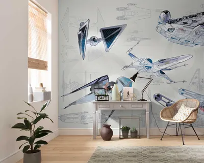 Produktbild von Komar Vlies Fototapete "Star Wars Blueprint Light" - Größe: 400 x 280 cm (Breite x Höhe), 8 Bahnen