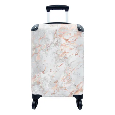 Produktbild von MuchoWow® Koffer Handgepäck Trolley Rollkoffer Kleine Reisekoffer mit 4 Rollen - Marmor - Adern - Roségold - Cabin Size < 55x40x23 cm & 55x40x20 cm - Fotokoffer - Kabinenkoffer - Boardgepäck - Reise-Box - Reisekoffer - Reisegepäck - Koffer mit Bild - Trolley für Kinder