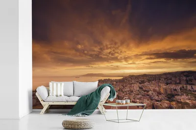 Produktbild von Fotobehang Oranje zonsondergang Málaga - 360 cm x 240 cm Breitwanderfotobanner Orange Sonnenuntergang Málaga - 360 cm x 240 cm