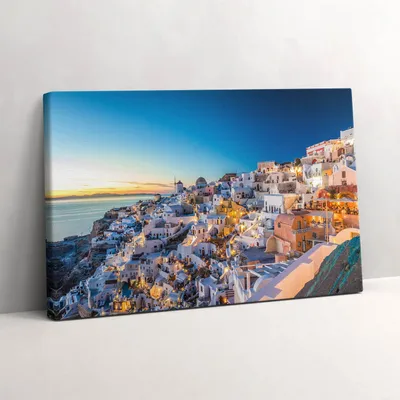 Produktbild von Sonnenuntergang auf Santorin – Leinwandbild Wandbild – 30x20 cm – Leinwandbilder – Wandbilder – Schlafzimmer – Flur
