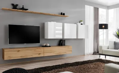 Produktbild von Komplett Set Wohnwand Modern TV-Ständer Sideboard Einrichtung Design Wand Regal