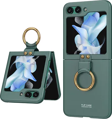 Produktbild von Hülle für Samsung Galaxy Z Flip 5 Schlank Hart PC Matt Schutzhülle mit Ringhalter Grün
