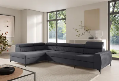 Produktbild von Ecksofa Schlafsofa Sofa TORONTO XL Stoff Element Graphit Ottomane Links