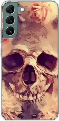 Produktbild von König Design Hülle kompatibel mit Samsung Galaxy S22 Plus 5G Kunststoff Soft Handyhülle - Handy Case Blumen Totenkopf