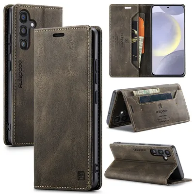 Produktbild von Galaxy S24+ Brieftasche Hülle, Retro Kunstledertasche Stand Schutzhülle für Samsung Galaxy S24+ Kupfer